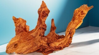 Коряга кизила лежа. Коряга кизила снова лежа, но ракурс с другой стороны, на светлой поверхности с голубой стеной.